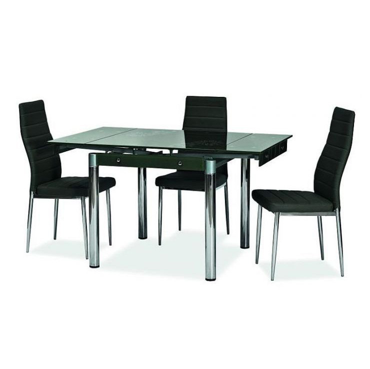 Masa Dining Extensibila Neagra Din Sticla Si Metal X Cm Biali