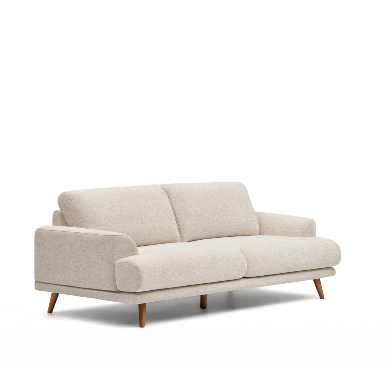 Sofas Canapea bej din textil pentru 3 persoane Karin Wood Chenille Kave Home