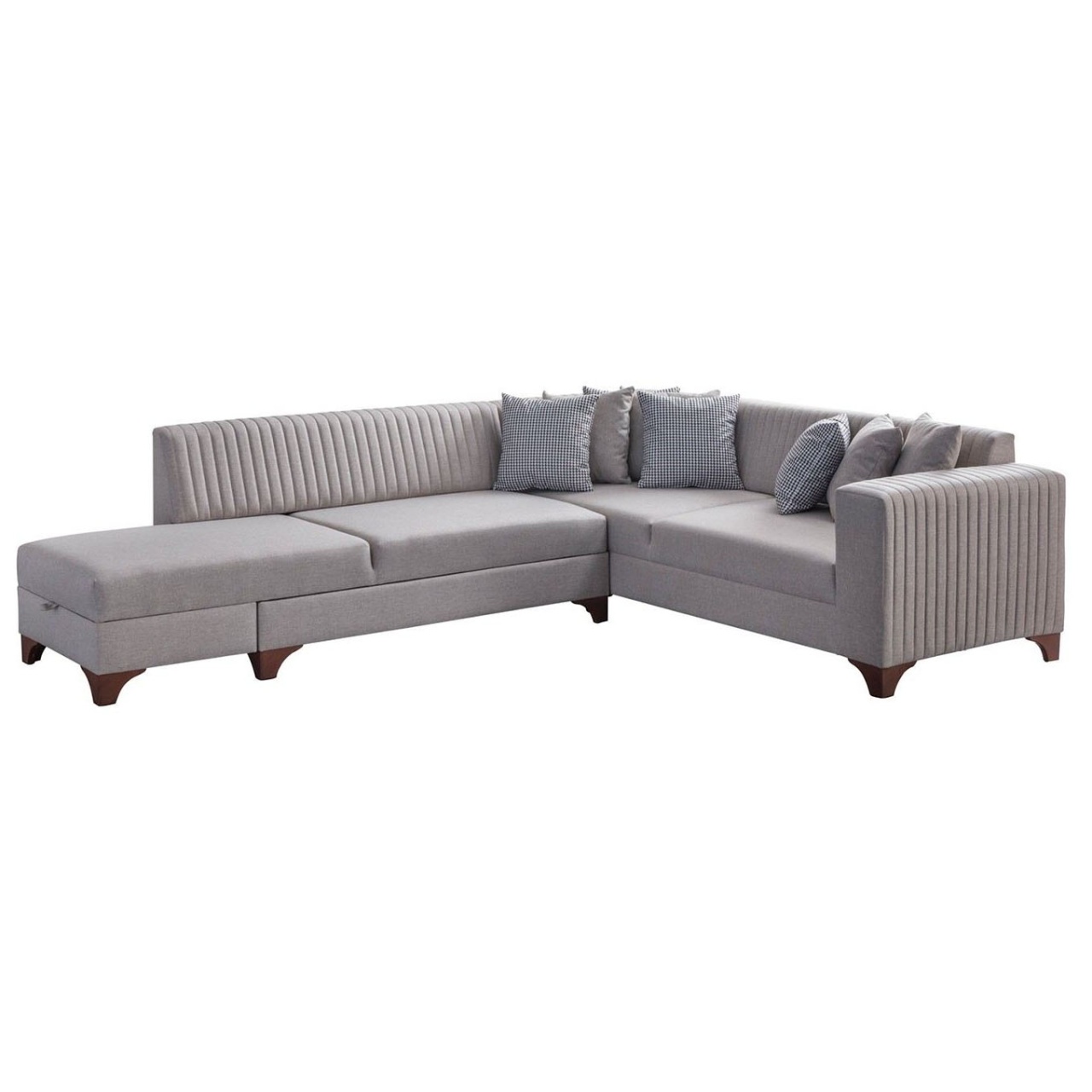 Sofas Canapea cu colt extensibila crem din textil 285 cm West Left The Home Collection