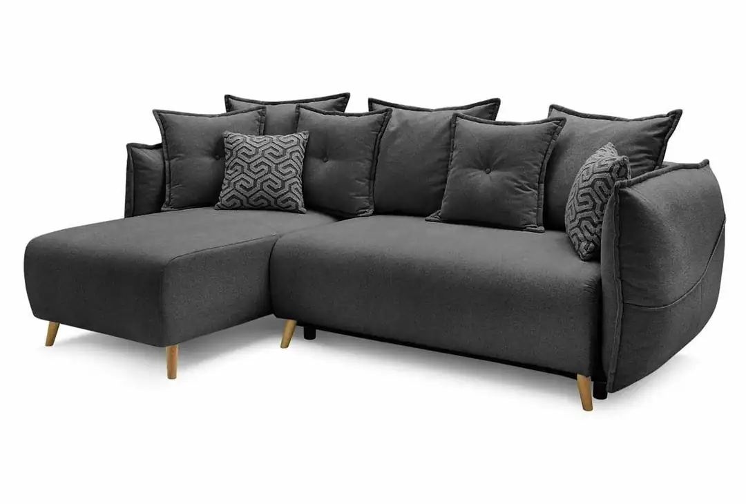 Sofas Canapea cu colt extensibila gri antracit din catifea 255 cm Tika Left The Home Collection