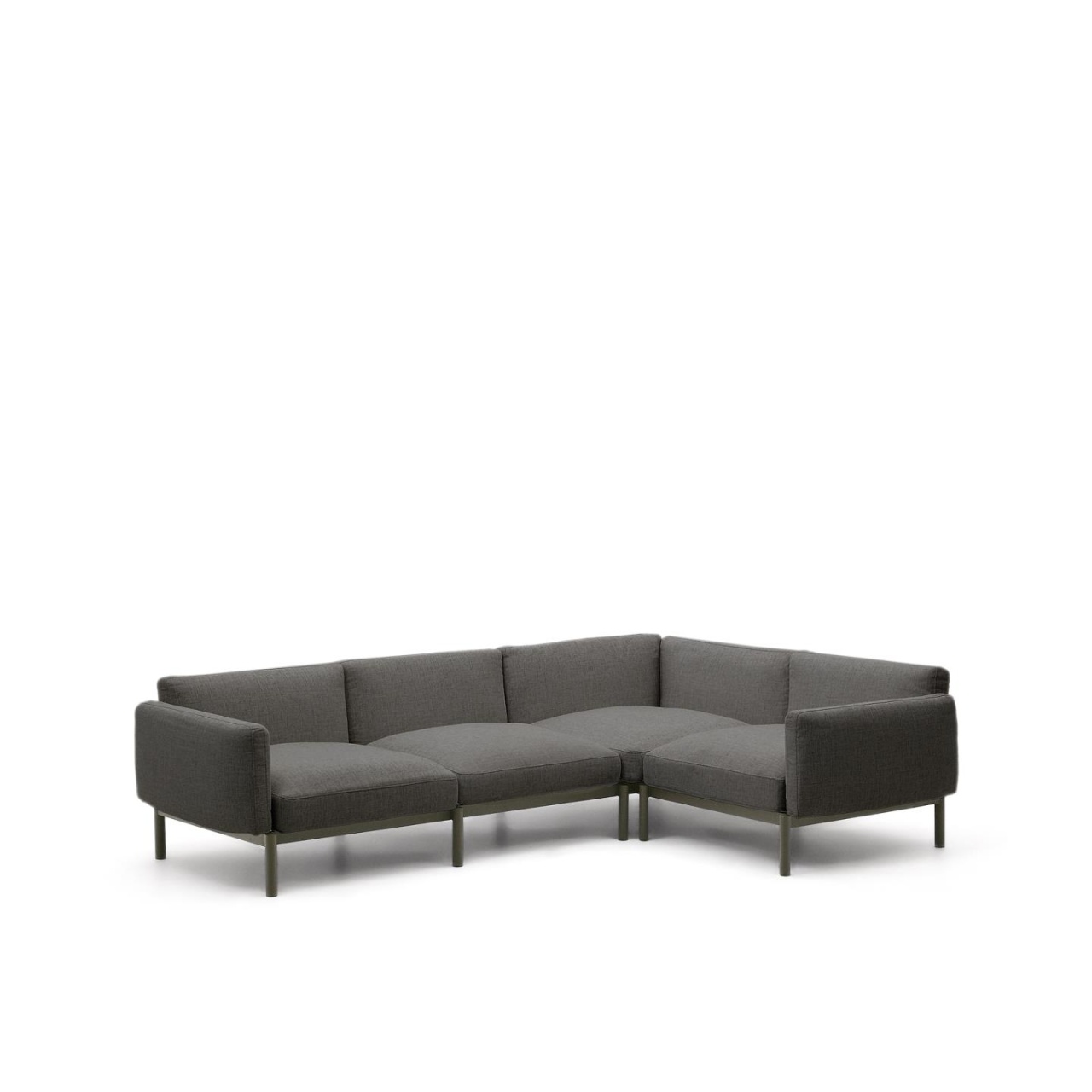 Outdoor Furniture Canapea cu colt exterior gri/verde din textil pentru 5 persoane Sorells Right Kave Home