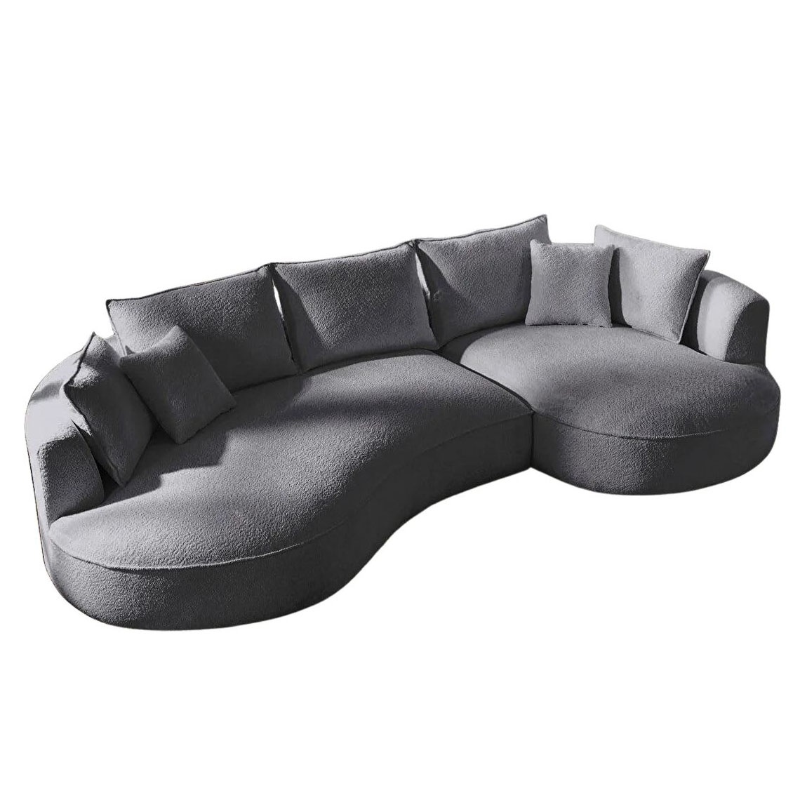 Sofas Canapea cu colt gri inchis din textil 317 cm Venedik Right The Home Collection