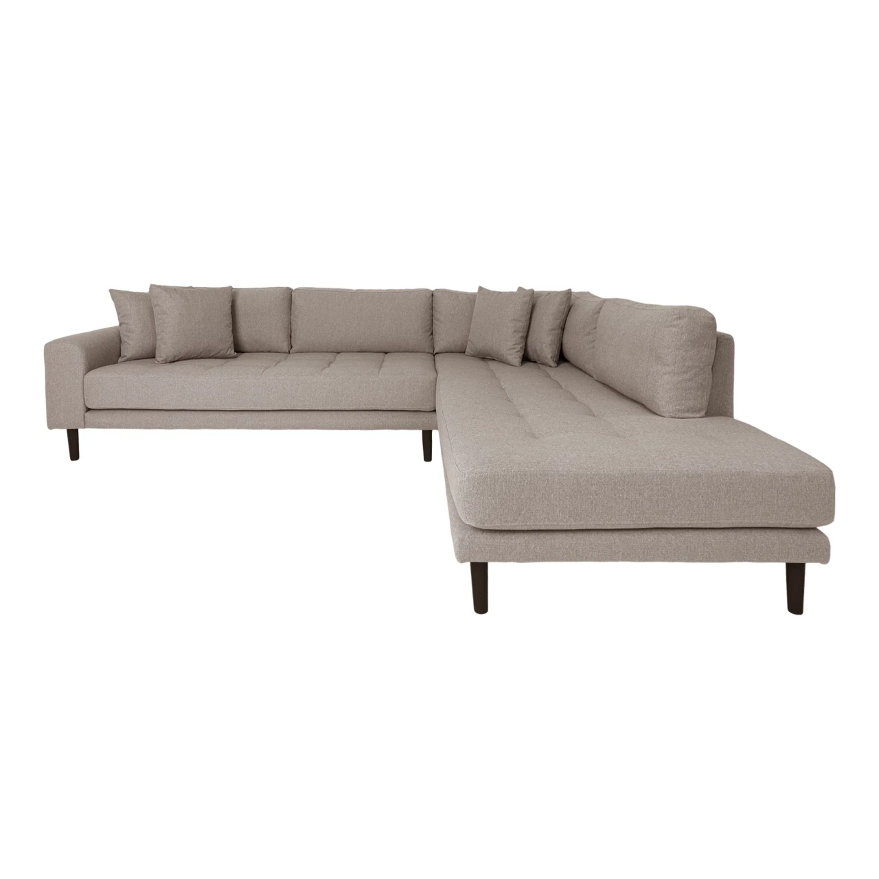 Sofas Canapea cu colt gri piatra din textil 257 cm Lido Right House Nordic