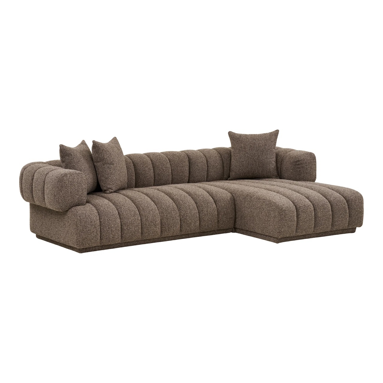 House Nordic Canapea cu colt maro din textil 293 cm Aurora Right House Nordic