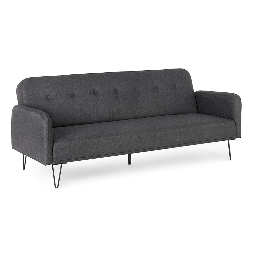 Sofas Canapea extensibila neagra din textil pentru 2 persoane Bridjet Bizzotto