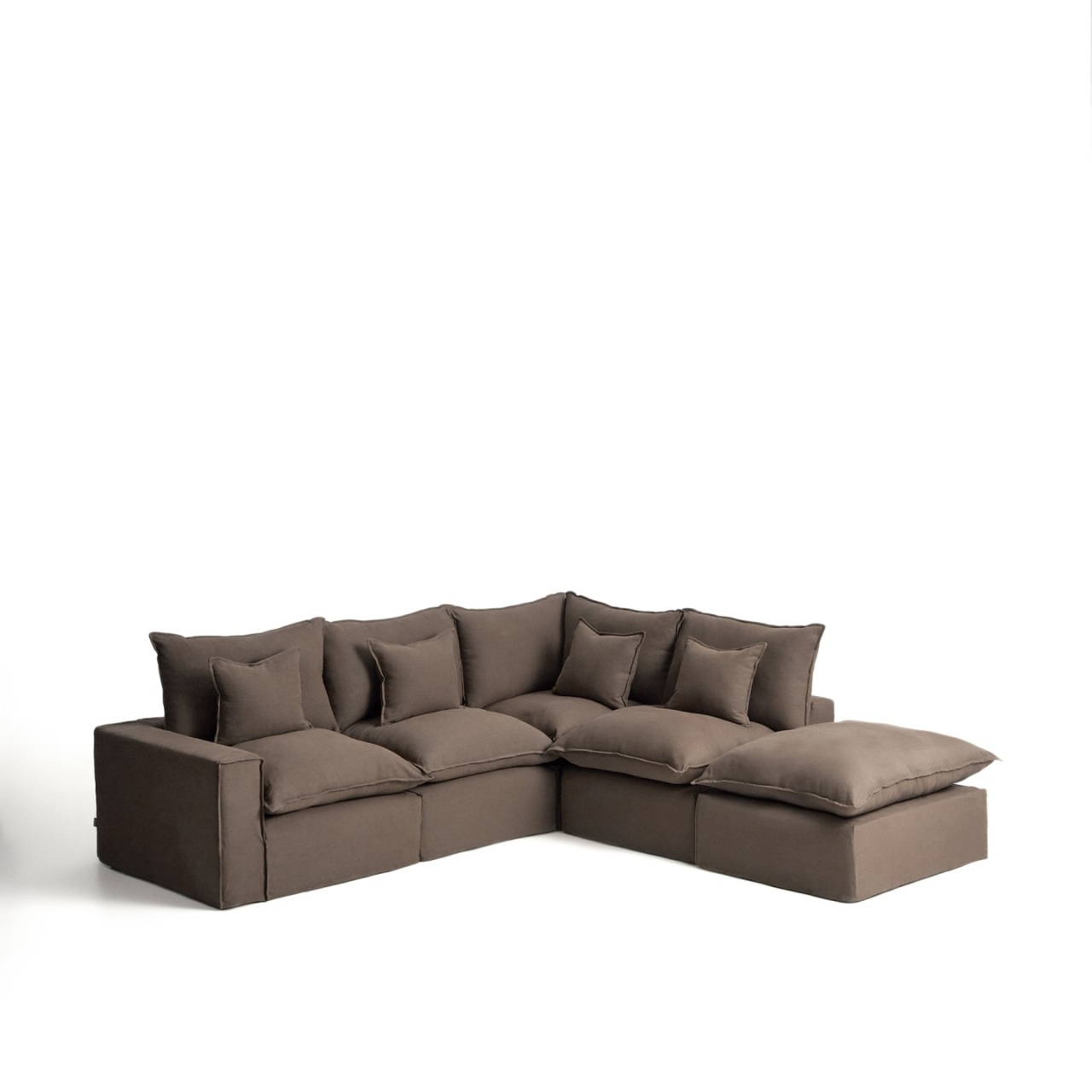 Sofas Canapea modulara cu colt grej din textil pentru 4 persoane Anarela Right Kave Home