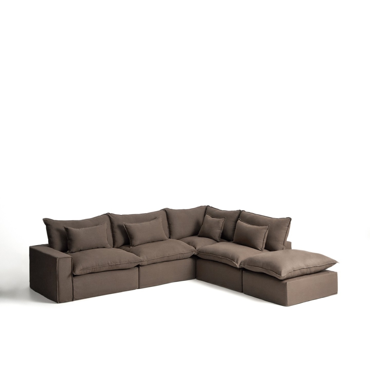 Sofas Canapea modulara cu colt grej din textil pentru 6 persoane Anarela Right Kave Home