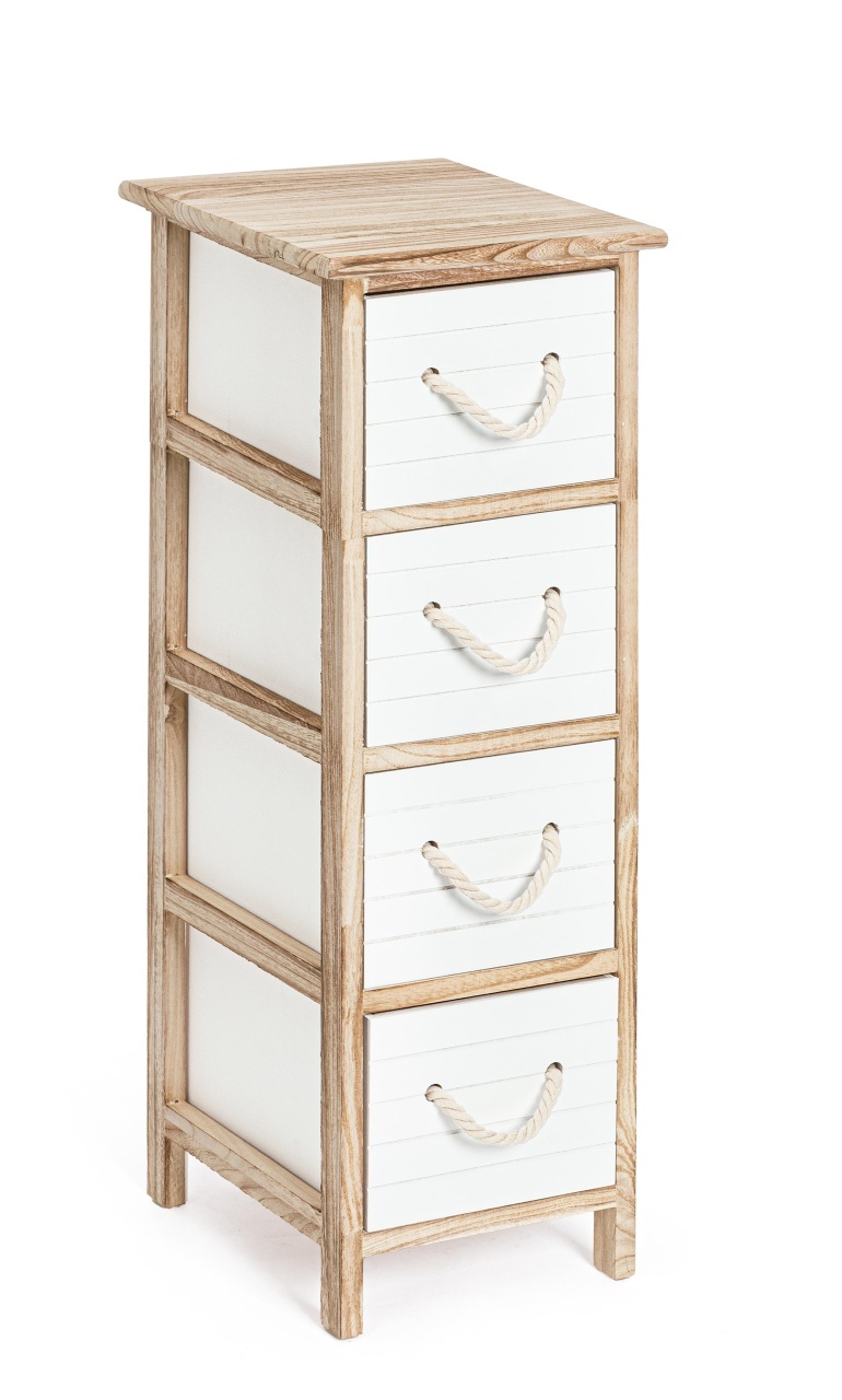 Dressers Comoda alba/maro din lemn 26 cm Yvette Medium Bizzotto
