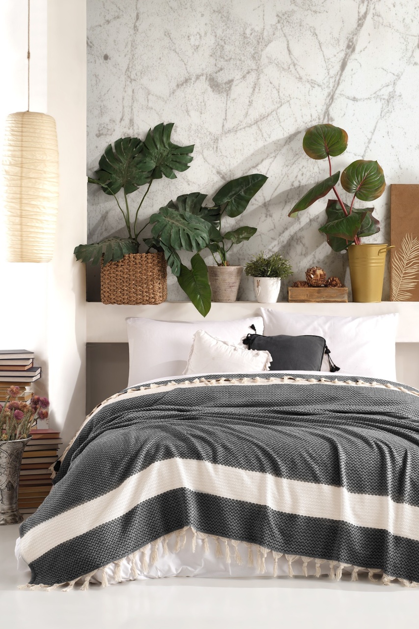 cuvertura Cuvertura alba/neagra din bumbac 200x230 cm Seritli Double The Home Collection