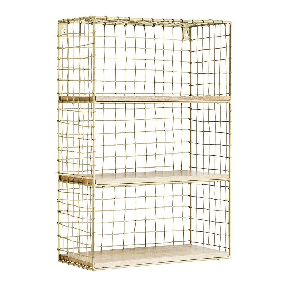 Shelving Etajera de perete aurie/maro din lemn 52 cm Alede Madam Stoltz
