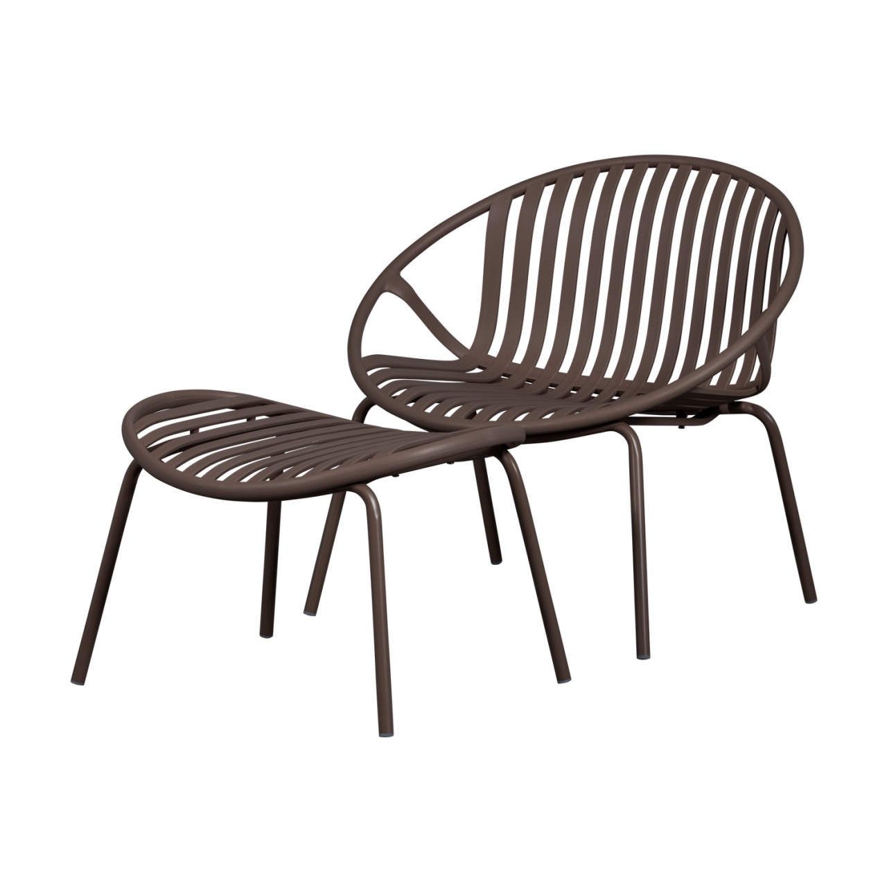 Outdoor Furniture Fotoliu cu taburet exterior mov/maro din metal Bruce Woood