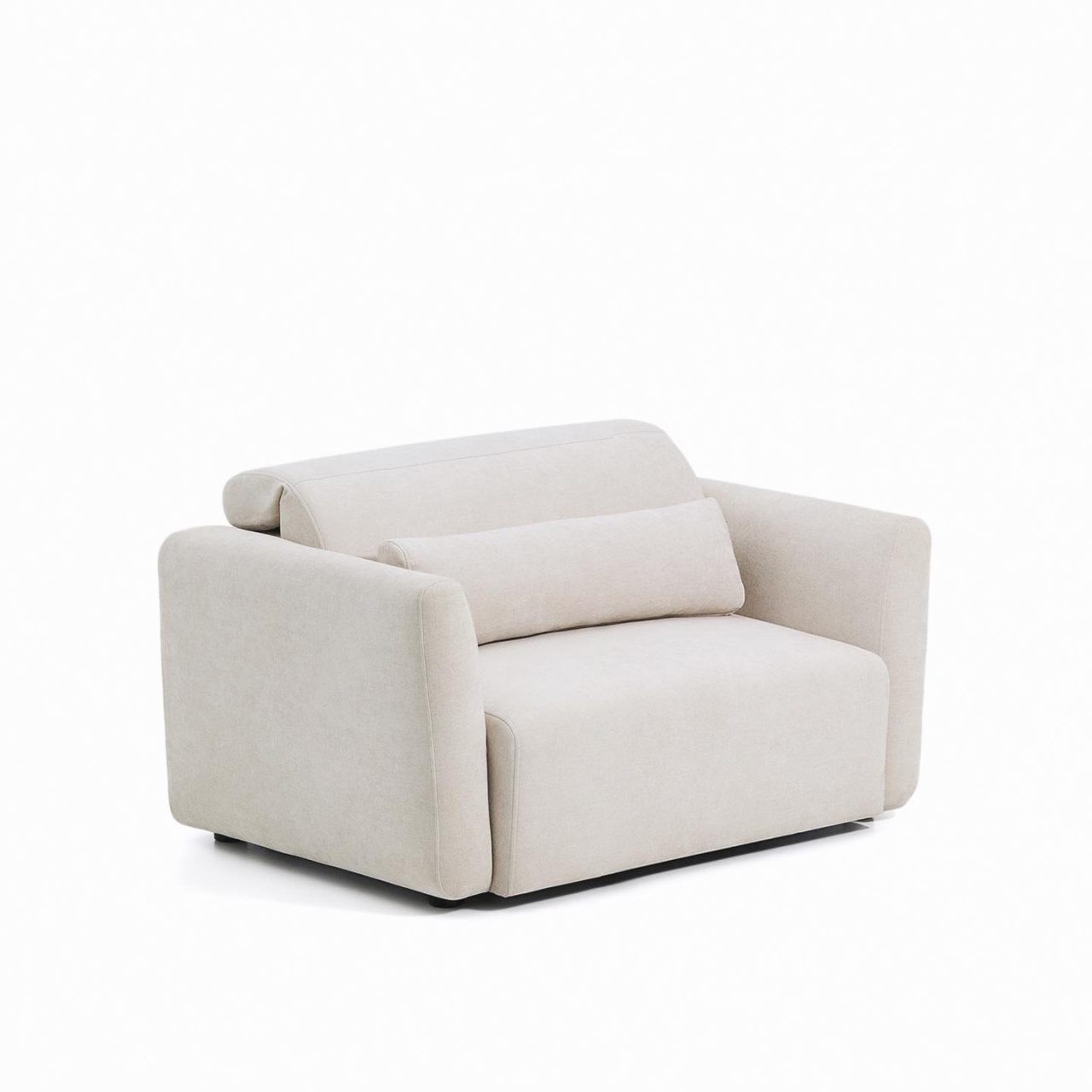 Chairs Fotoliu extensibil bej din textil Lares Chenille 95 Kave Home