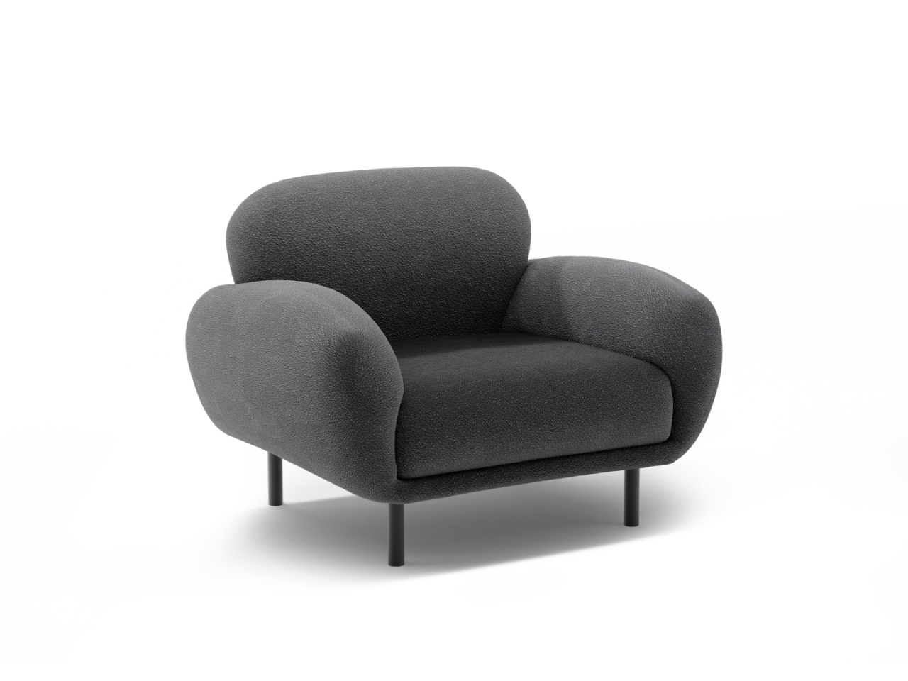 dulap textil Fotoliu gri inchis din textil Poppy Boucle Micadoni