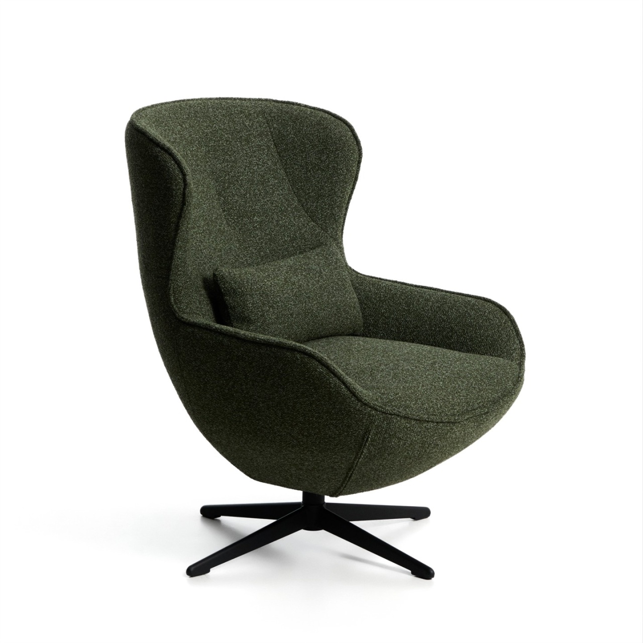 Chairs Fotoliu rotativ verde inchis din textil Sorile Chenille Kave Home