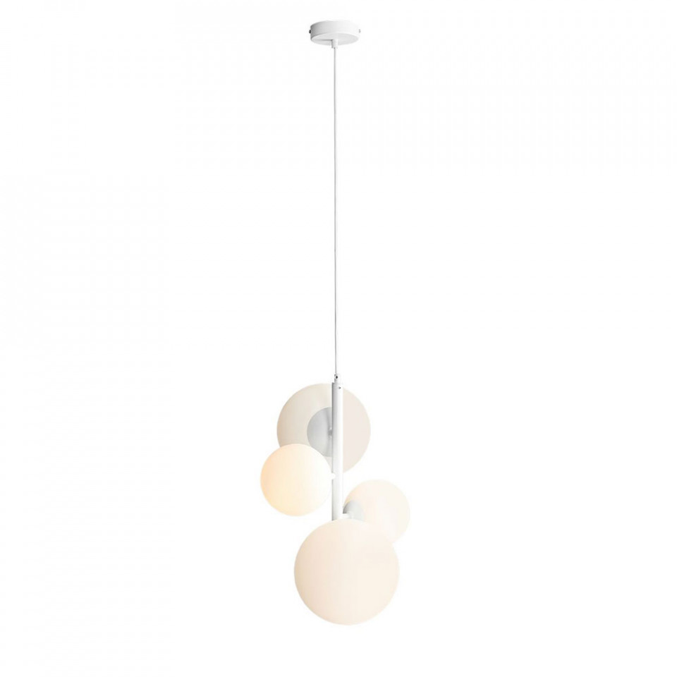 Quiet Object Lustra alba din sticla cu 4 becuri Bloom Quiet Object