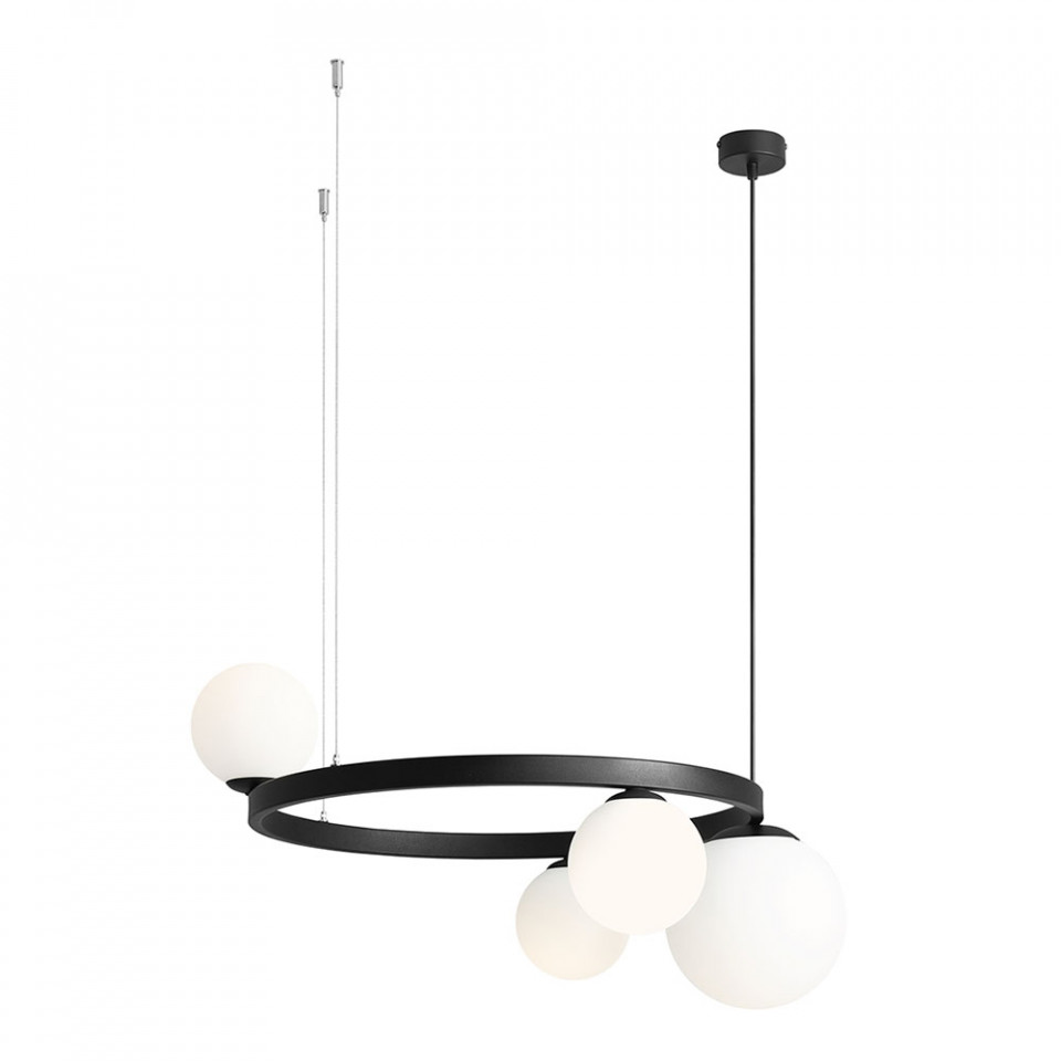 Quiet Object Lustra neagra/alb din sticla cu 4 becuri Garda Quiet Object