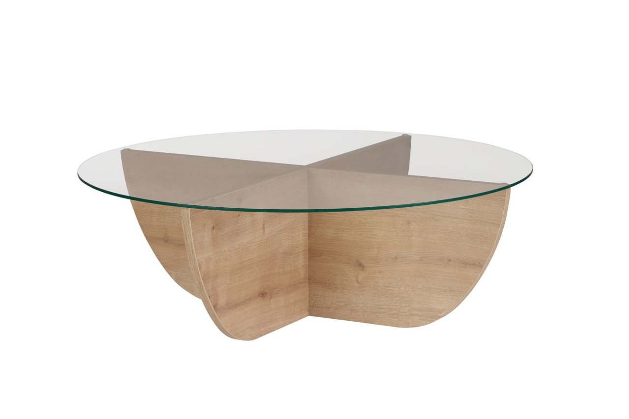 masa de sticla Masa de cafea maro deschis/transparenta din sticla 90 cm Liya Nordure