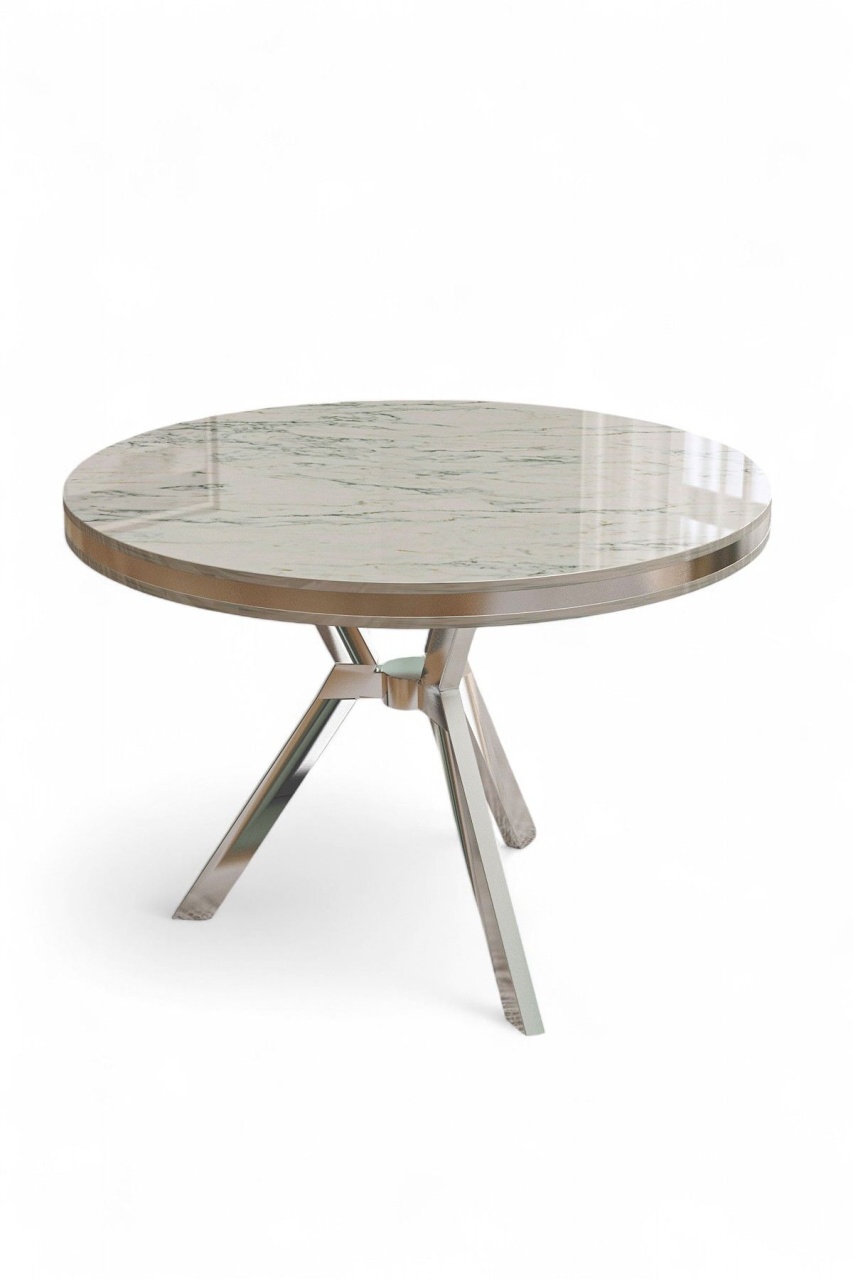 Masa dining alba/argintie 90 cm Mos The Home Collection