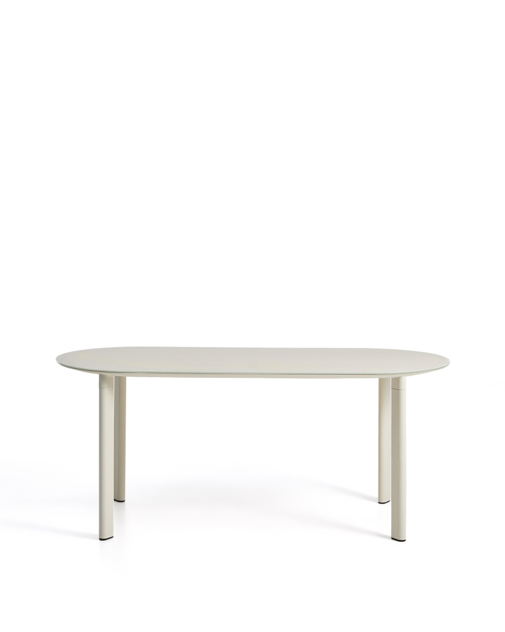 kave taburetes Masa dining exterior ecru din metal 90x180 cm Erice Kave Home