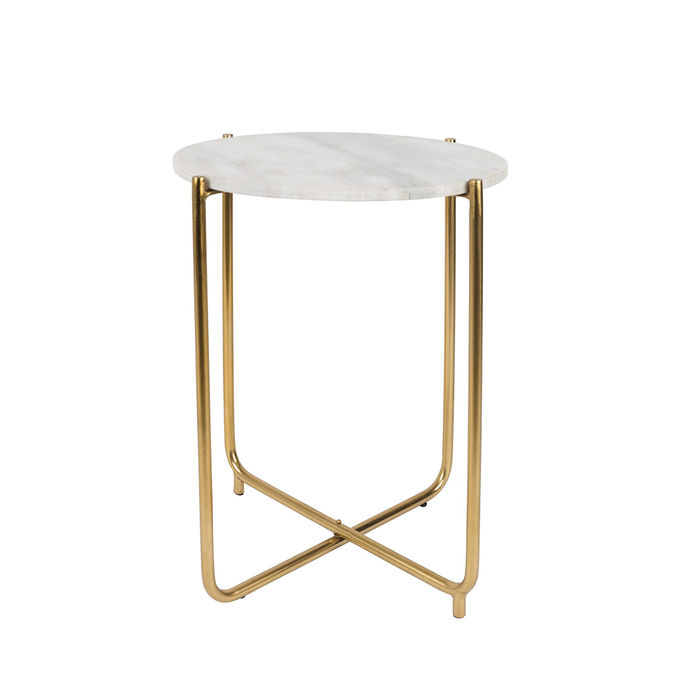 Quiet Object Masa laterala alba/aurie din marmura 45 cm Timpa Marble Quiet Object
