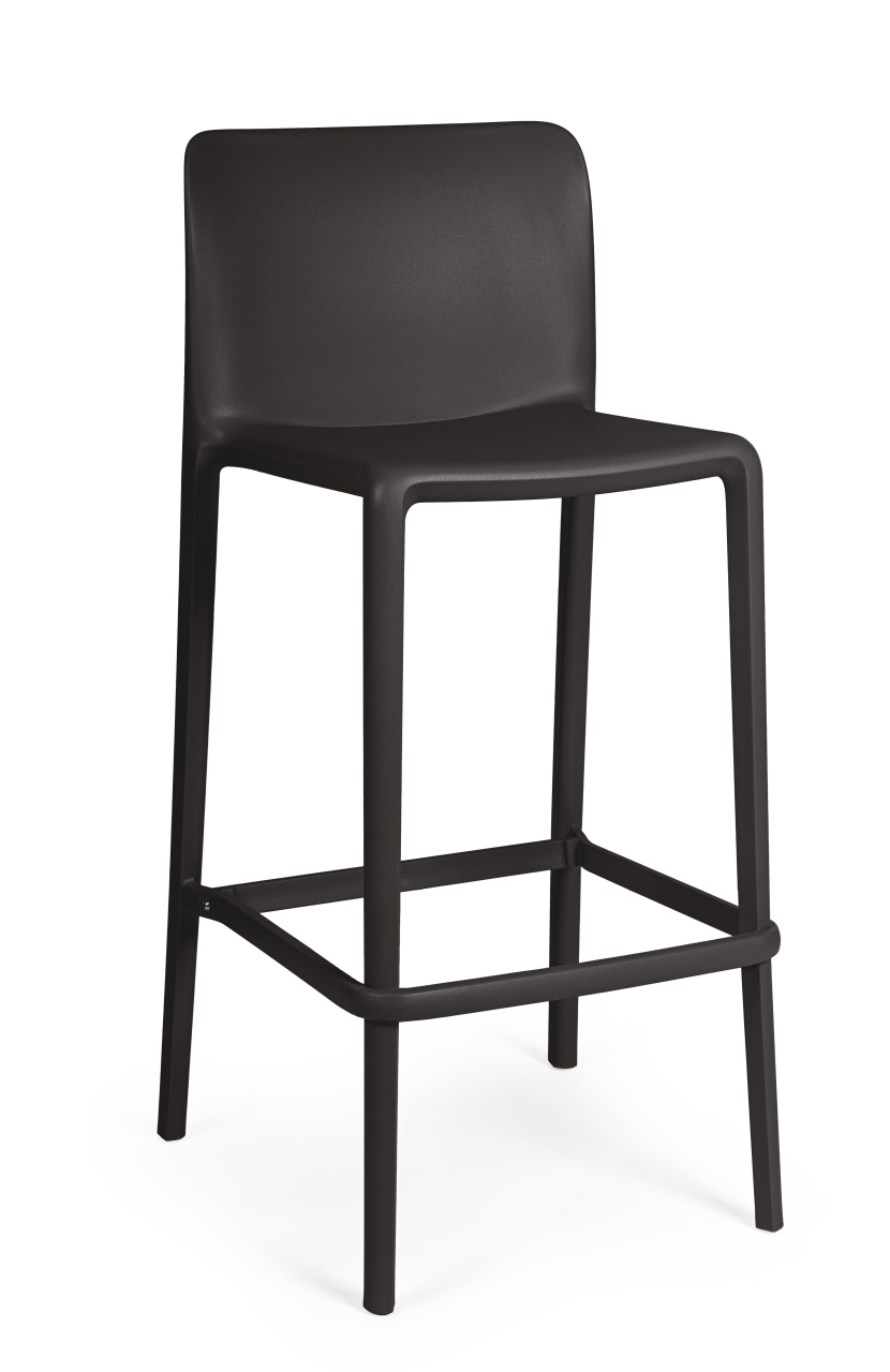 Chairs Scaun bar exterior negru din plastic Chloris Arm Bizzotto