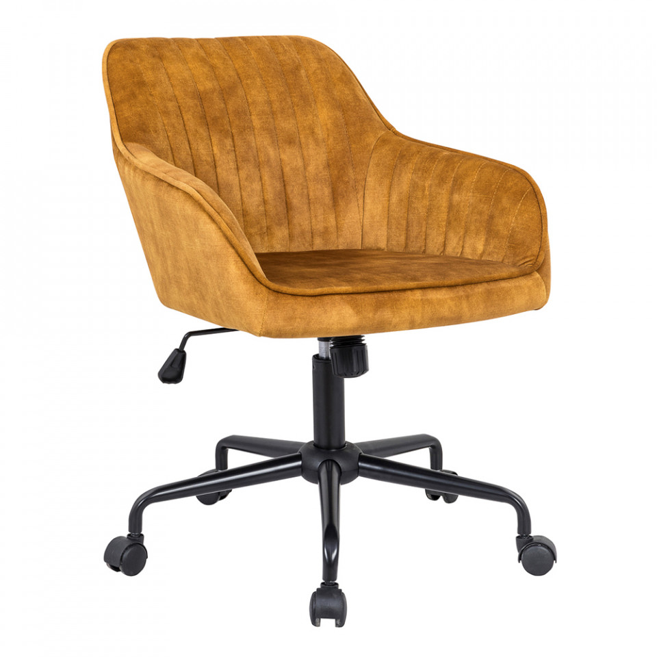 componente scaun birou Scaun birou ajustabil galben mustar din catifea Turin The Home Collection