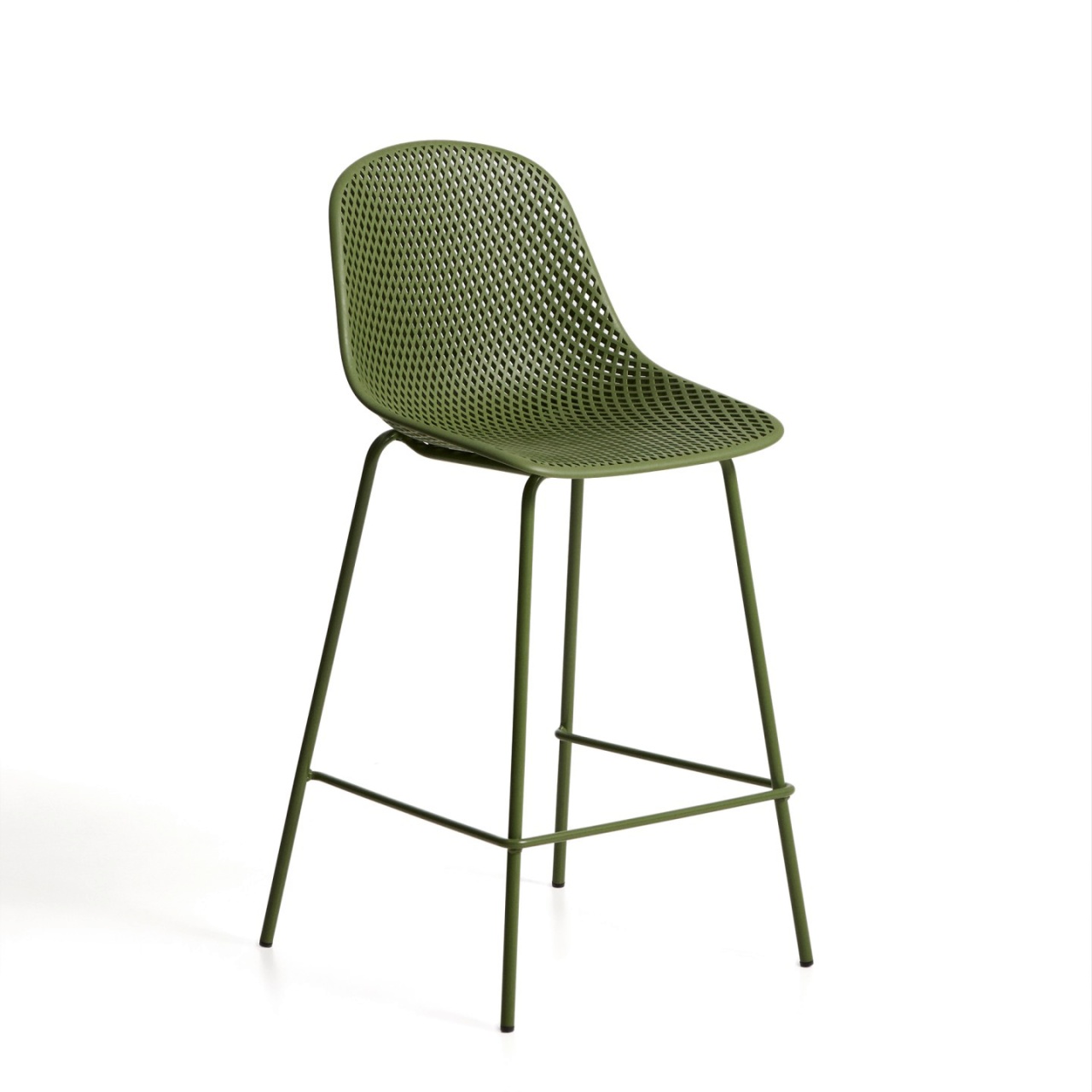 Outdoor Furniture Scaun exterior bar verde din metal Quinby Low Kave Home