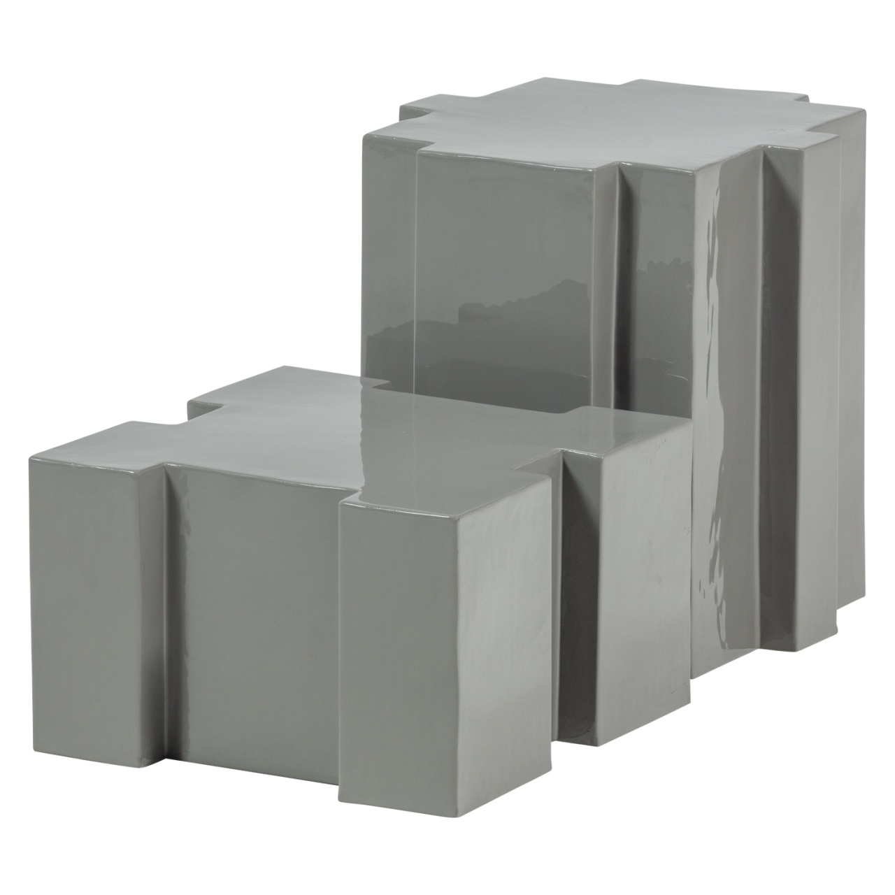 Accent Tables Set 2 mese laterale gri din metal Jasmir Woood