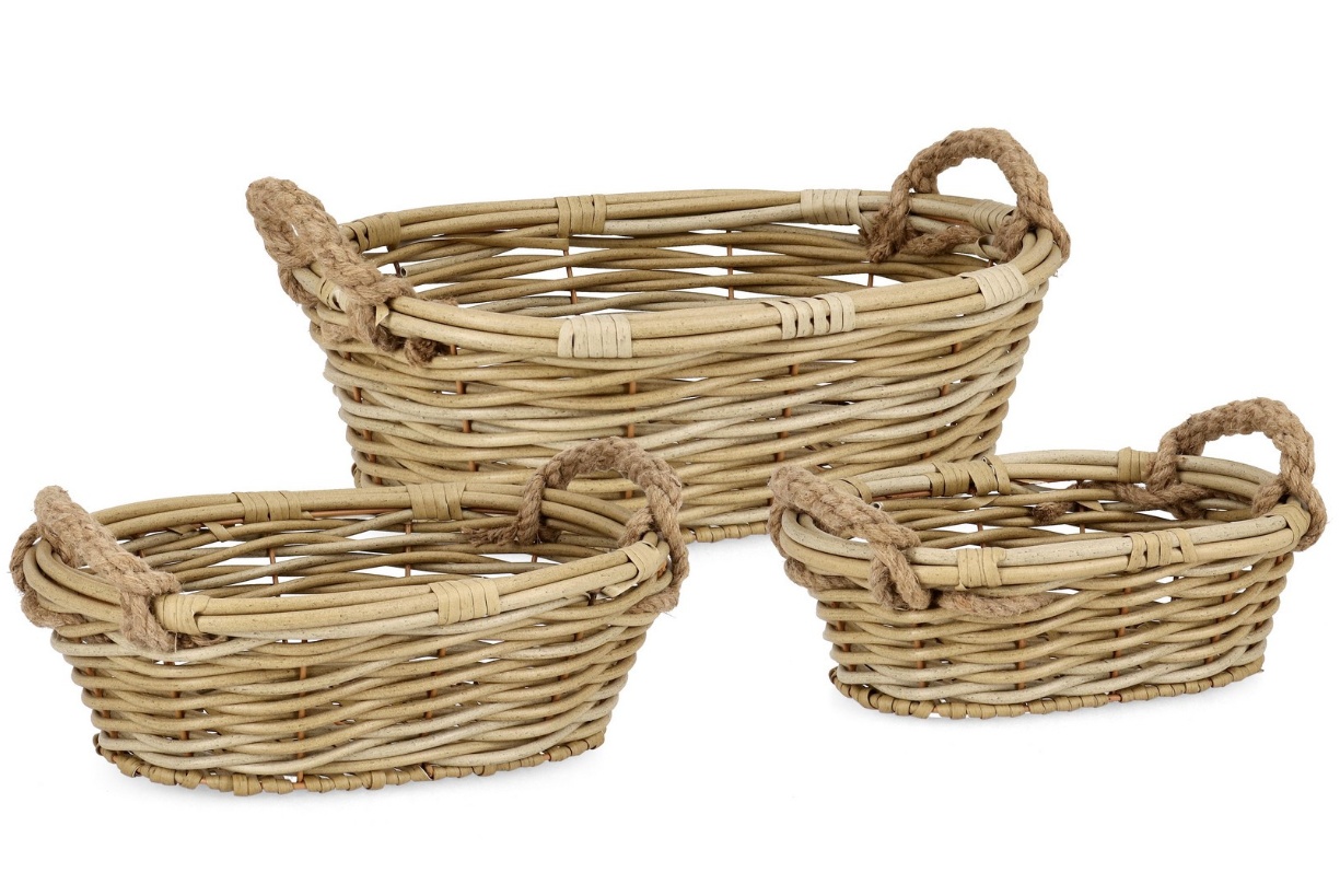 Baskets Set 3 cosuri maro din fibre sintetice Julen Shaped Low Bizzotto