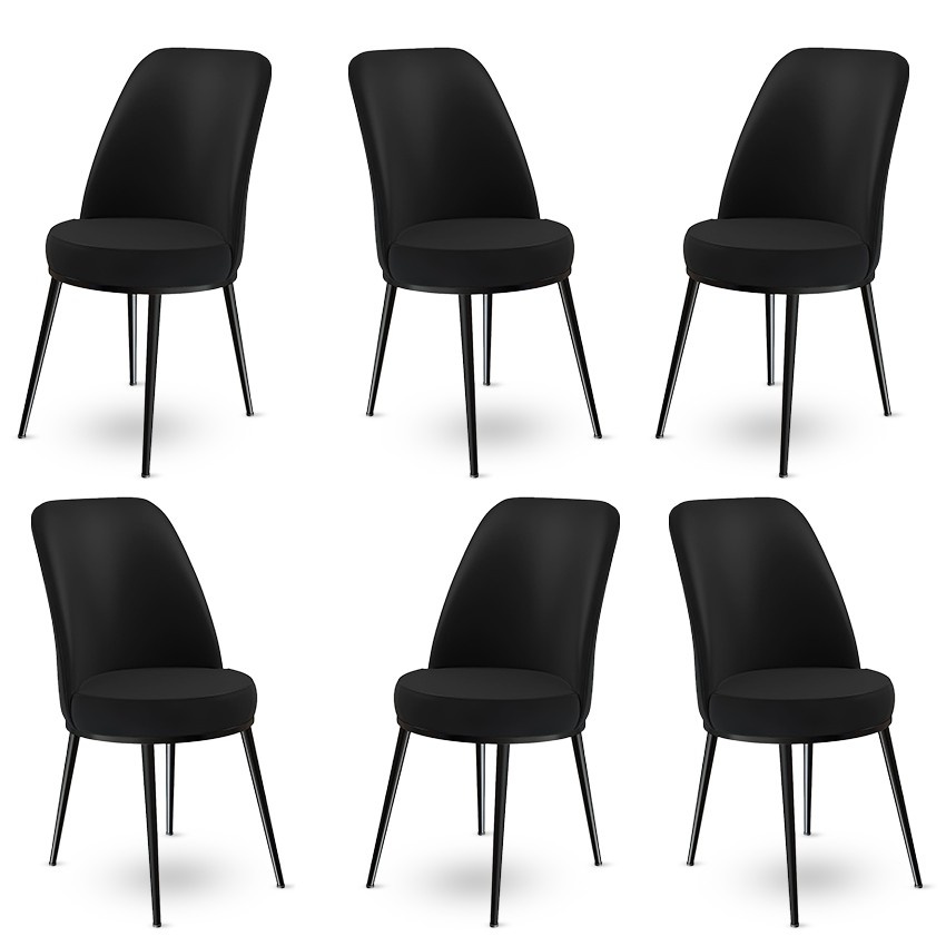 Chairs Set 6 scaune dining negre din textil Dexa The Home Collection