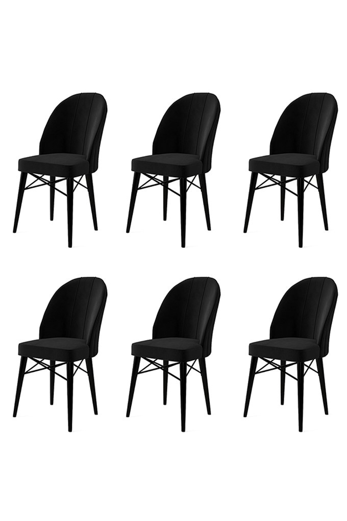 Chairs Set 6 scaune dining negru din textil Ritim The Home Collection