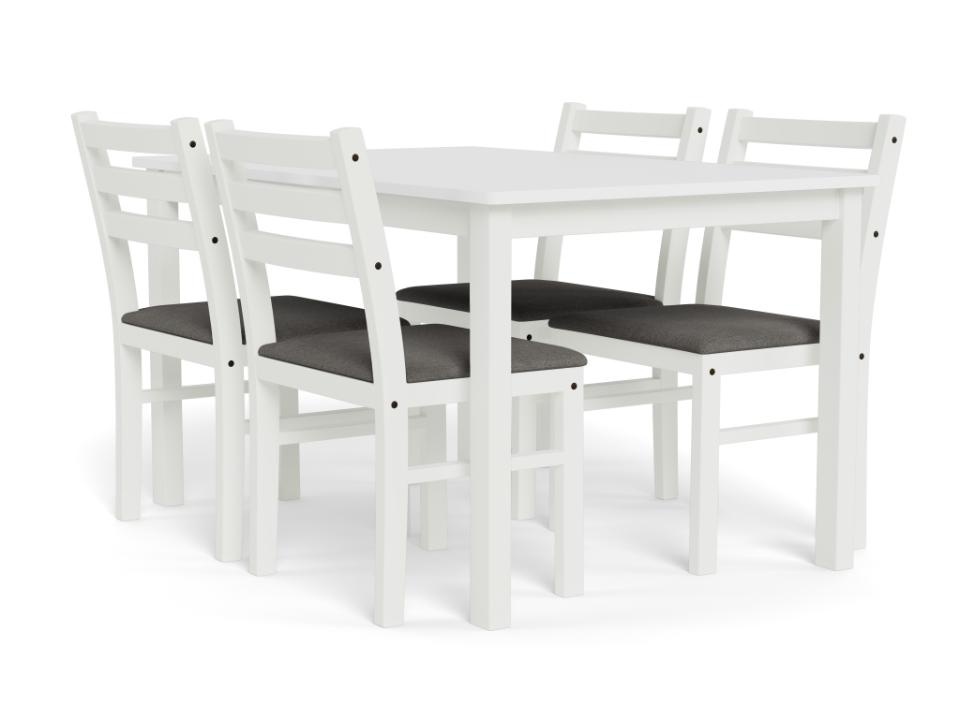 modele scaune din lemn rustice Set masa dining si 4 scaune albe din lemn Alicante Actona Company