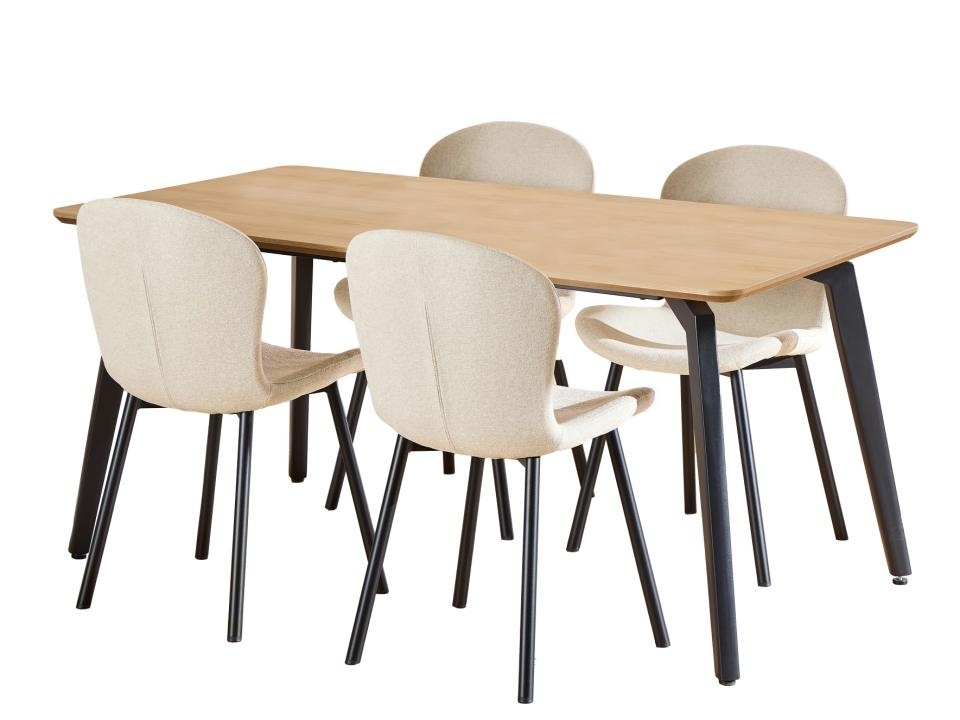 Set masa dining si 4 scaune bej/maro din metal Cadiz Esra Actona Company