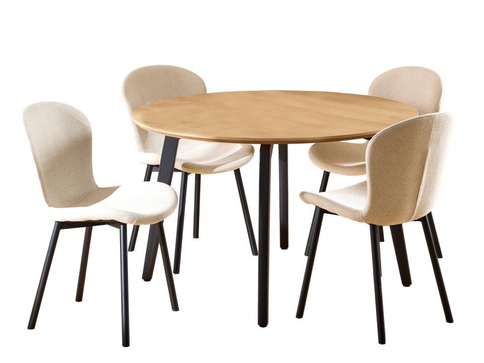 Set masa dining si 4 scaune crem/maro din metal Cadiz Actona Company
