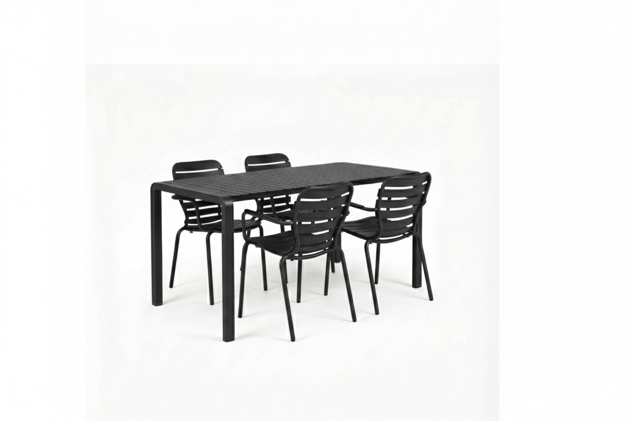 Outdoor Furniture Set masa dining si 4 scaune exterior negre din metal Vondel Large Chair Zuiver