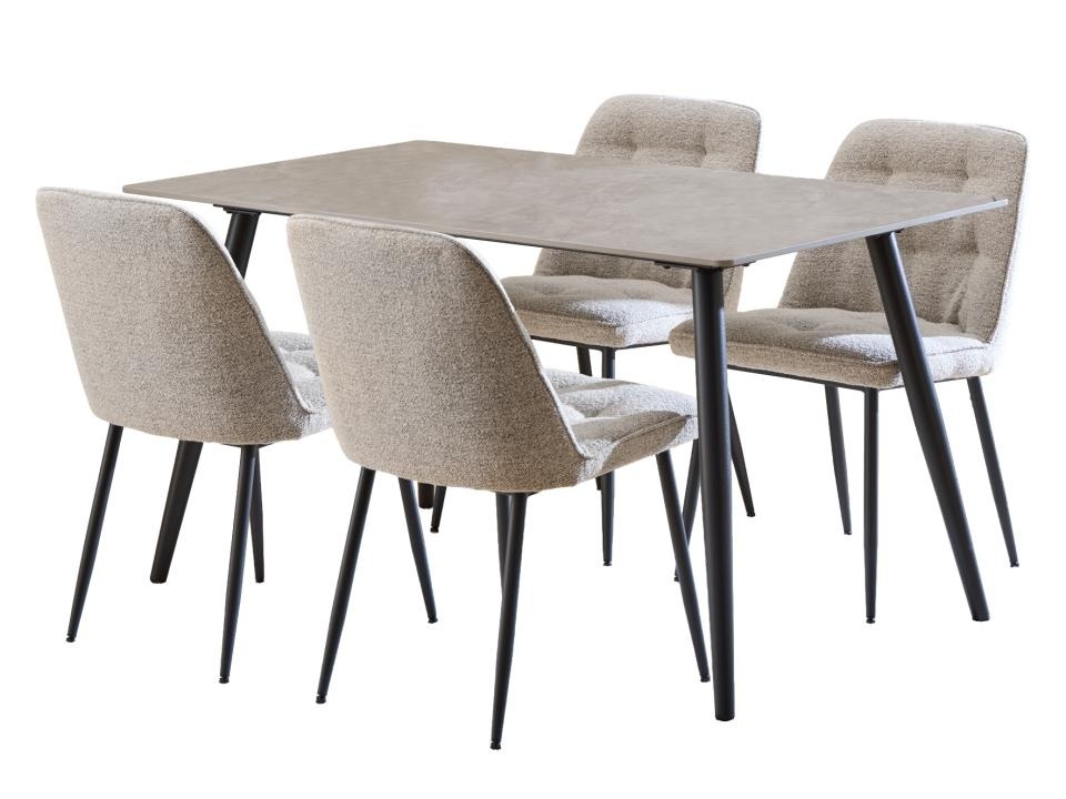 masa si scaune bucatarie Set masa dining si 4 scaune gri/bej din metal Wicklow Brooke Actona Company