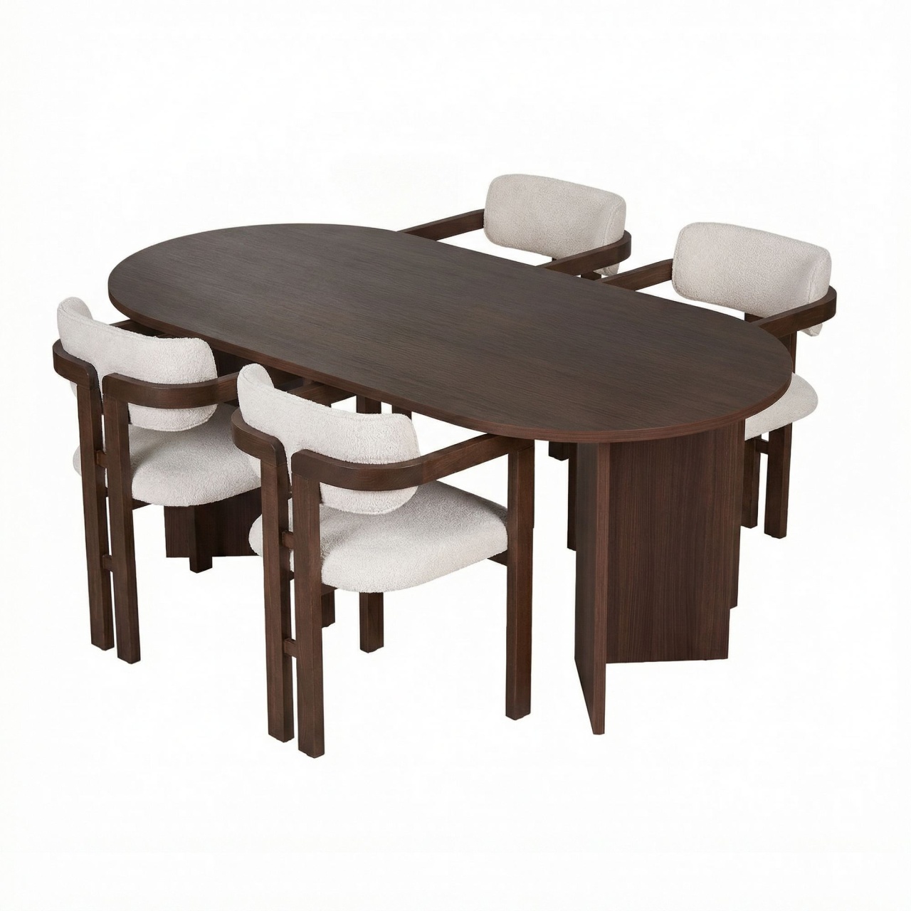 mese si scaune plastic ieftine Set masa dining si 4 scaune maro/alb Meridia Nordure