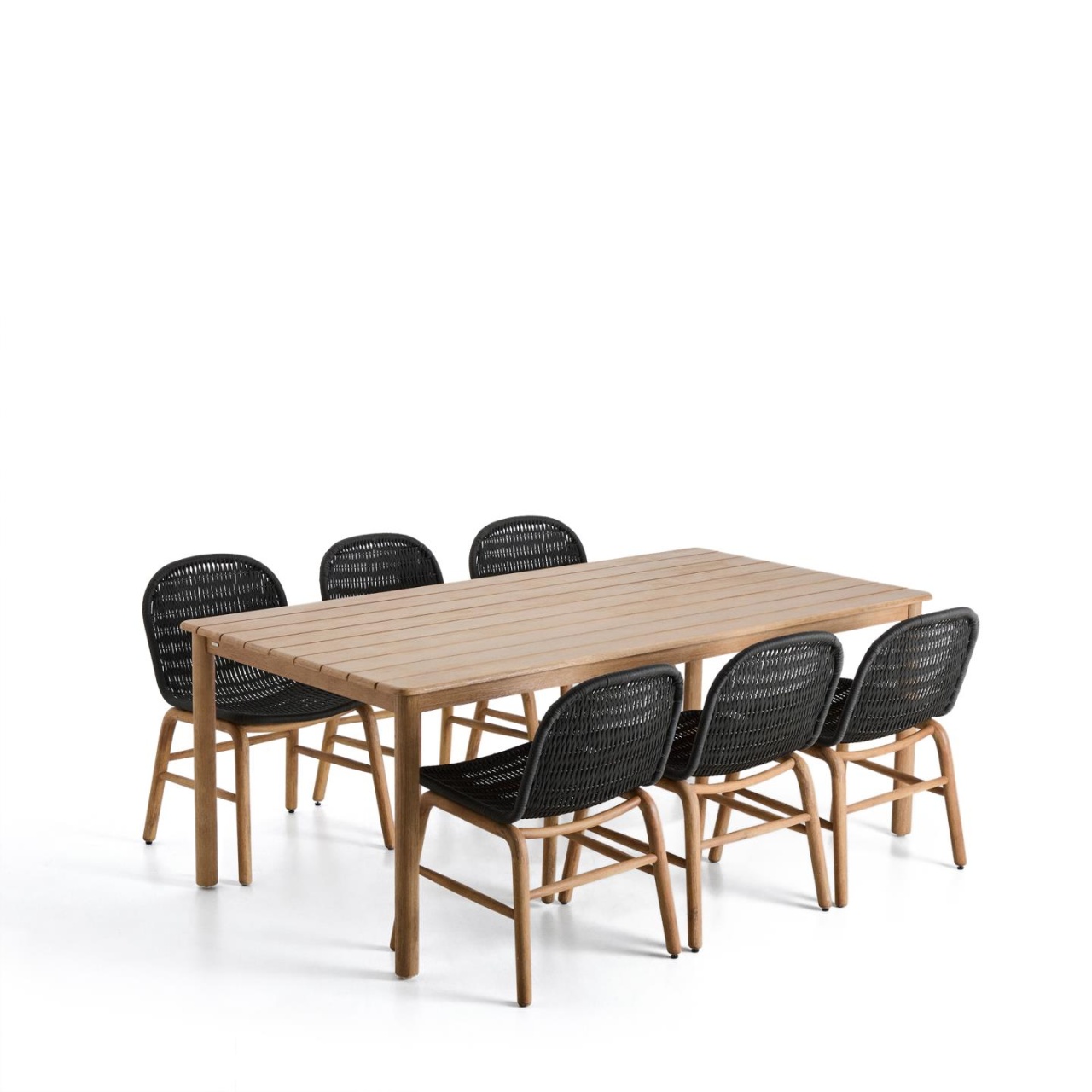 masa cu 6 scaune Set masa dining si 6 scaune exterior gri/maro din lemn Alipa Kave Home