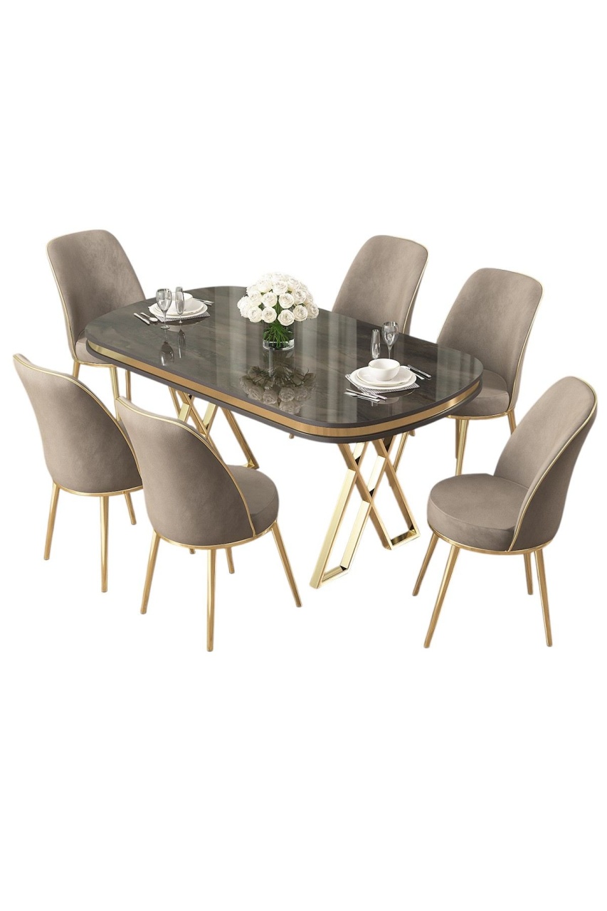 masa cu 6 scaune Set masa dining si 6 scaune multicolor din metal Lai Multi The Home Collection