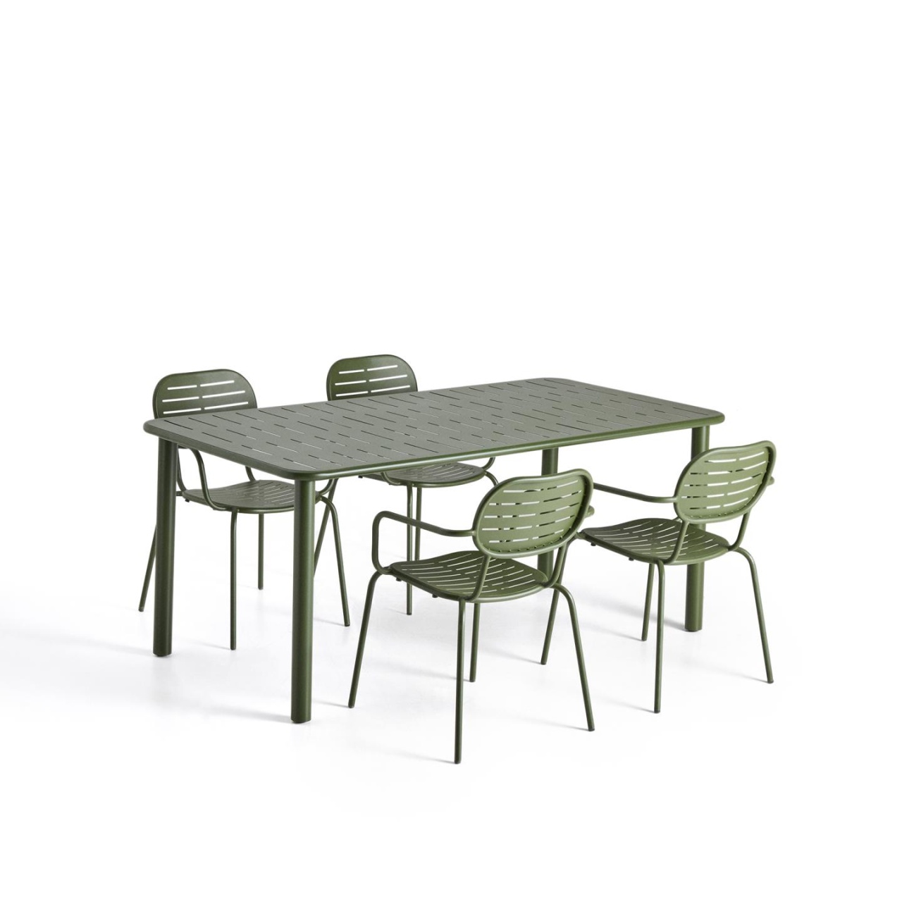 Outdoor Furniture Sets Set masa si 4 scaune exterior verzi din metal brai Kave Home