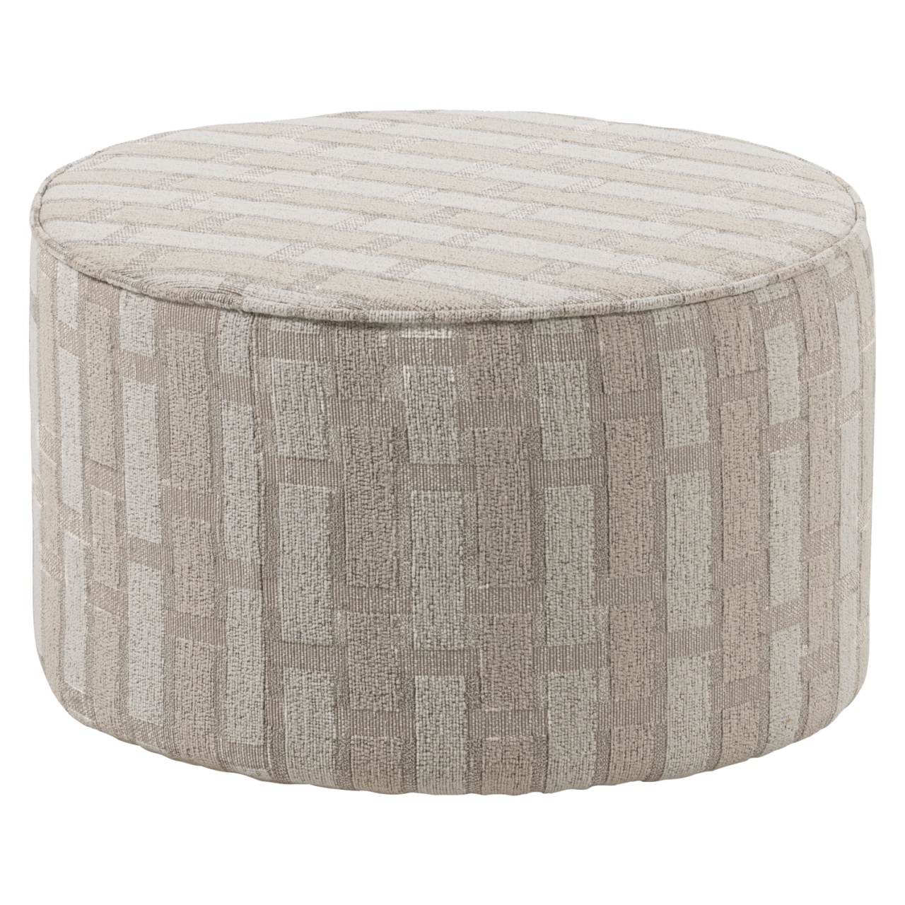 Ottomans Taburet rotund crem din textil 60 cm Sarli Woood