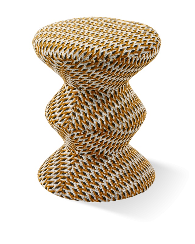 Pols Potten Taburet rotund ocru din textil 36 cm Zig Zag Pols Potten