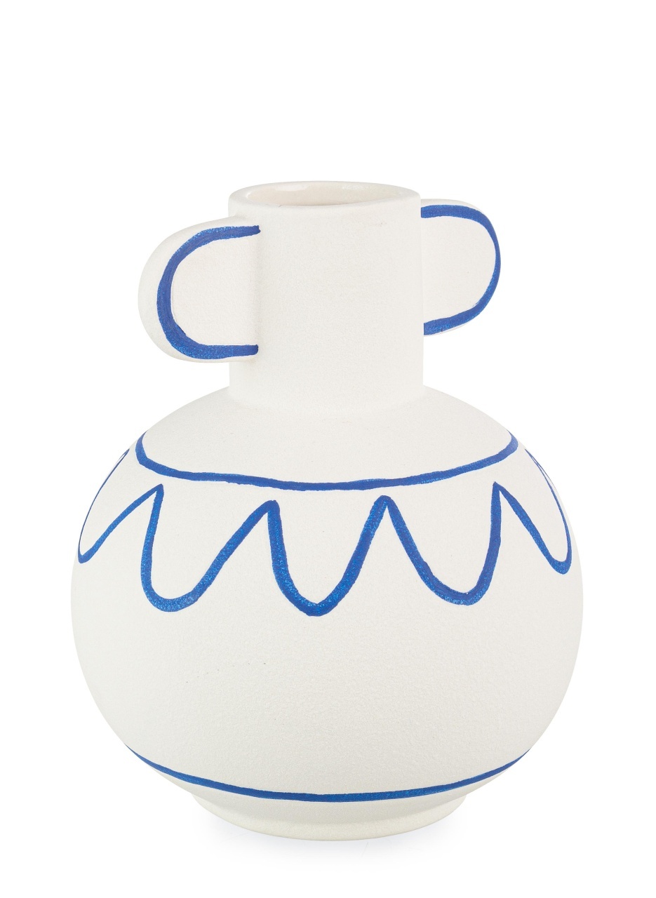 Vases Vaza alba/albastra din ceramica 18 cm Greek Amphora Bizzotto