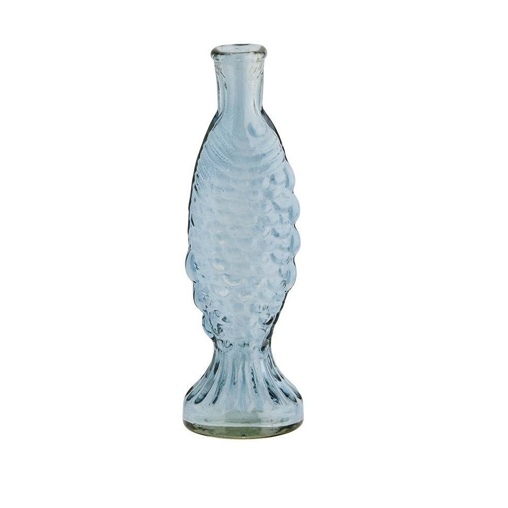 Vases Vaza albastra din sticla 20 cm Fish Madam Stoltz