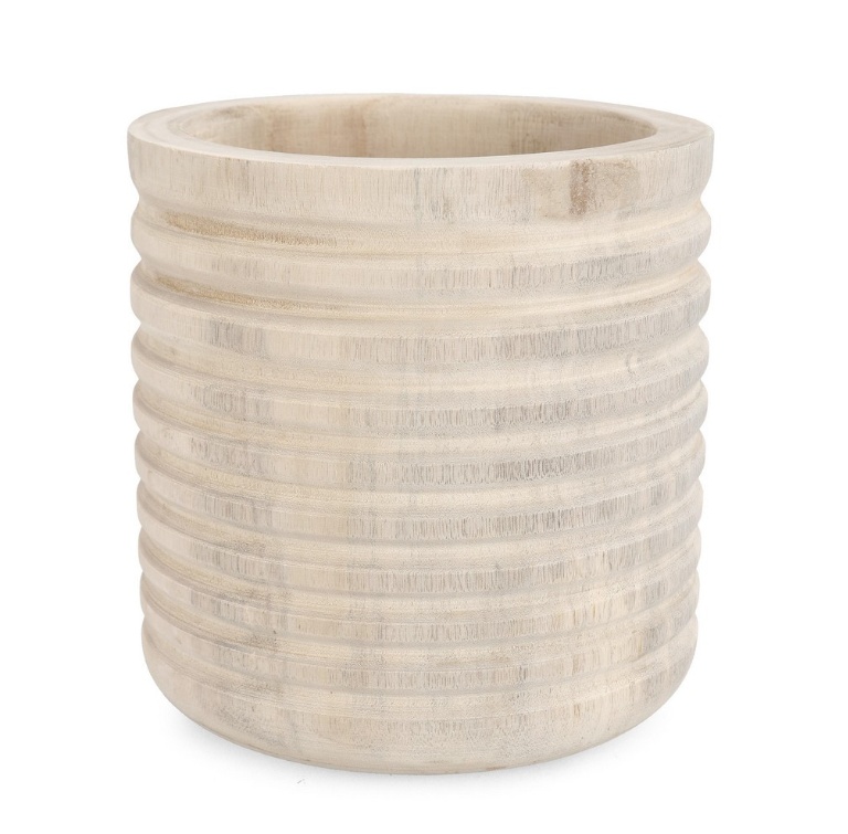 Vases Vaza decorativa crem din lemn 25 cm Hashly Bizzotto