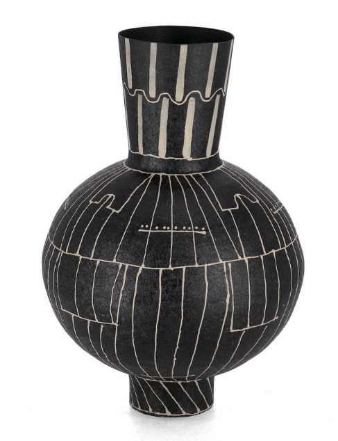 Vases Vaza decorativa neagra din metal 33 cm Siva Bizzotto
