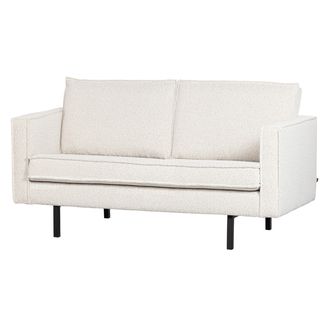Sofas Canapea crem din textil pentru 2 persoane Rodeo Boucle Woood