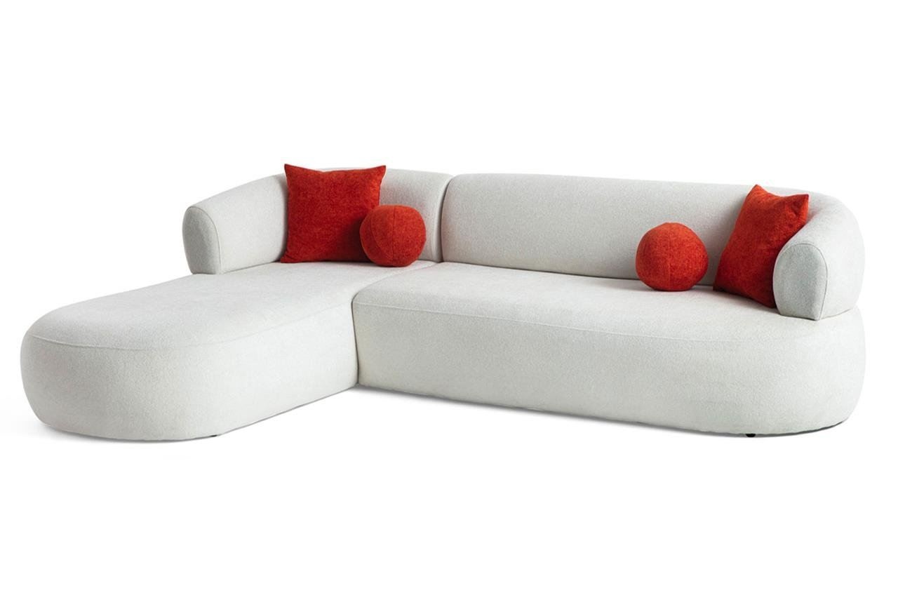 Sofas Canapea cu colt alba din textil 270 cm Roma Left The Home Collection