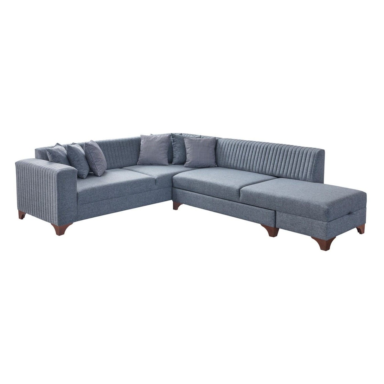 Sofas Canapea cu colt extensibila gri din textil 285 cm West Right The Home Collection