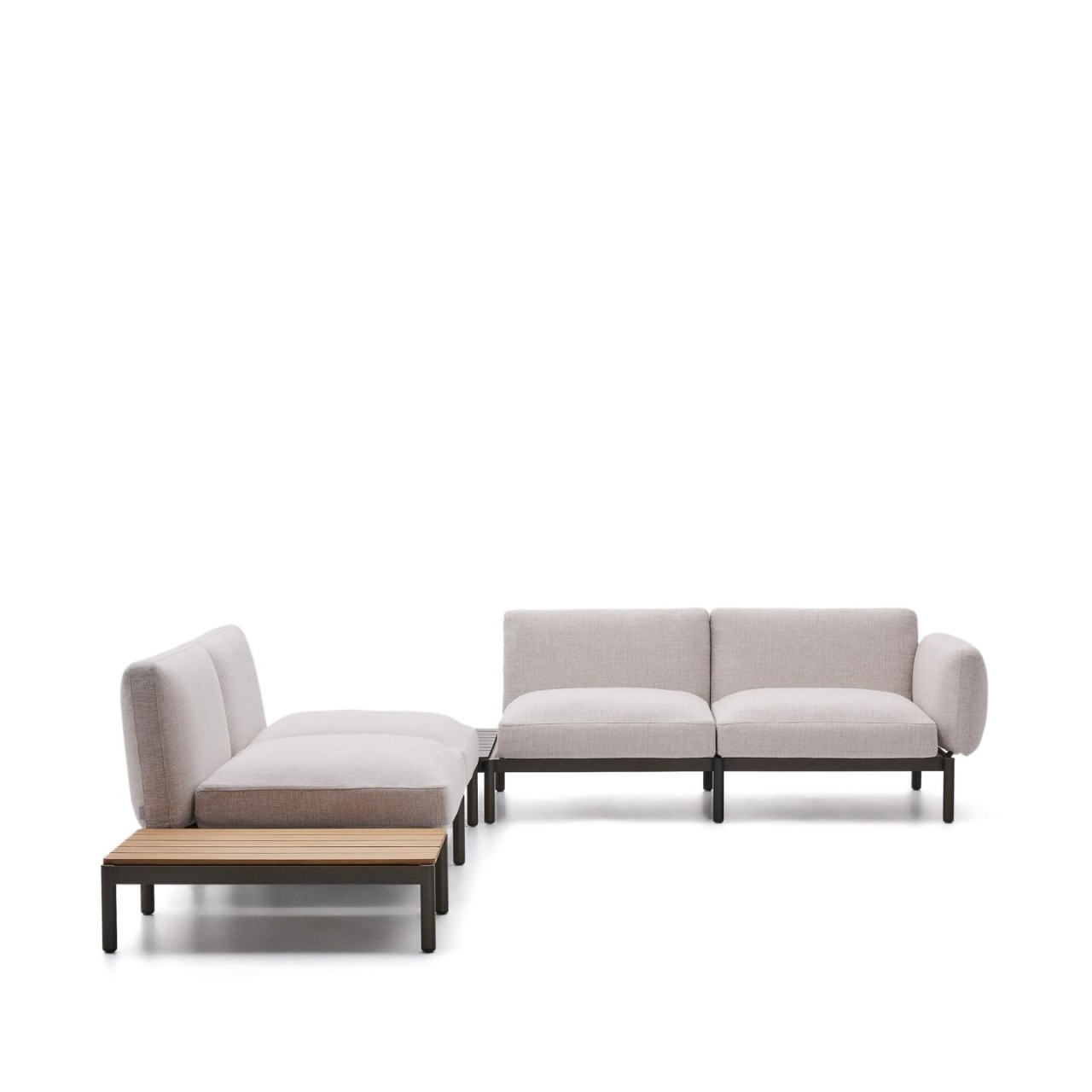 Outdoor Furniture Canapea cu colt modulara exterior bej/verde din textil pentru 4 persoane Sorells Kave Home